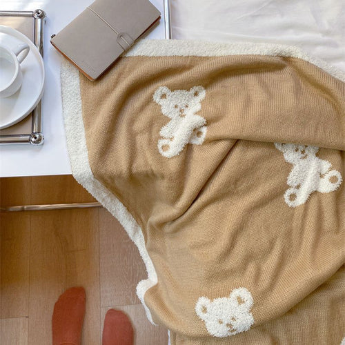 Unisex plysjteppe med søte bjørnedesign Luvikno