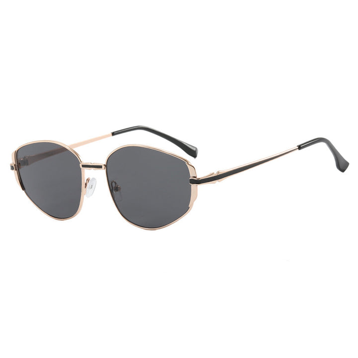 Dame moderne geometrisk solbrille med stilfull metallramme Luvikno