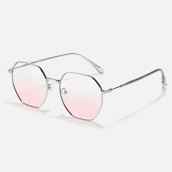 Dame modisk åttekantet solbrille med trendy metallramme Luvikno