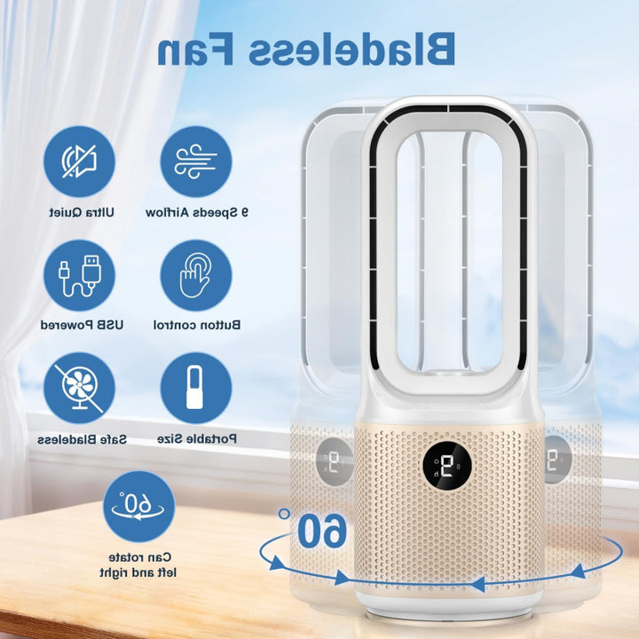 Unisex Turmventilator uten rotorblader med intelligent timer Luvikno
