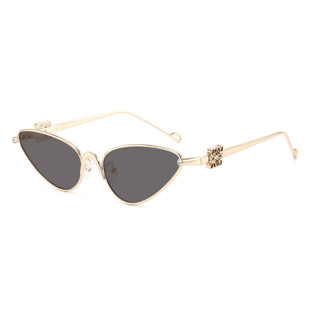 Dame Cat-Eye solbriller med elegante detaljer og UV-beskyttelse Luvikno