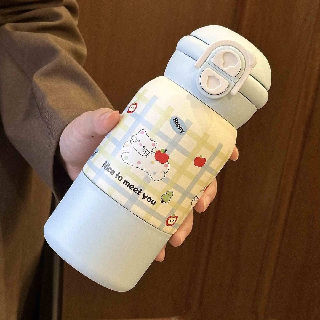 Damen Isoliertrinkflasche mit praktischem Klappverschluss und fröhlichem Design Luvikno