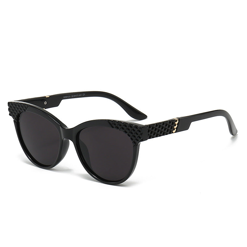 Dame Cat-Eye Solbriller med strukturert ramme og UV-beskyttelse Luvikno