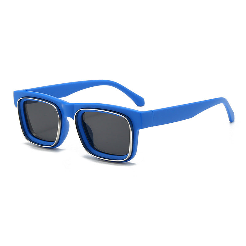 Dame moteriktig firkantet solbrille med kontrasterende ramme Luvikno