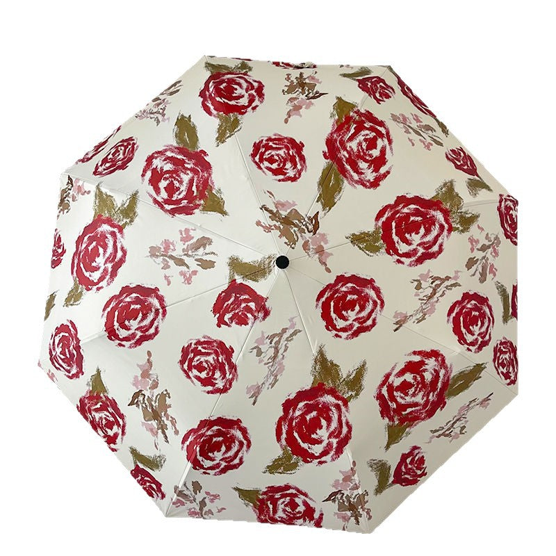 Dame Automatisk Folderegndekker med Blomsterdesign Luvikno