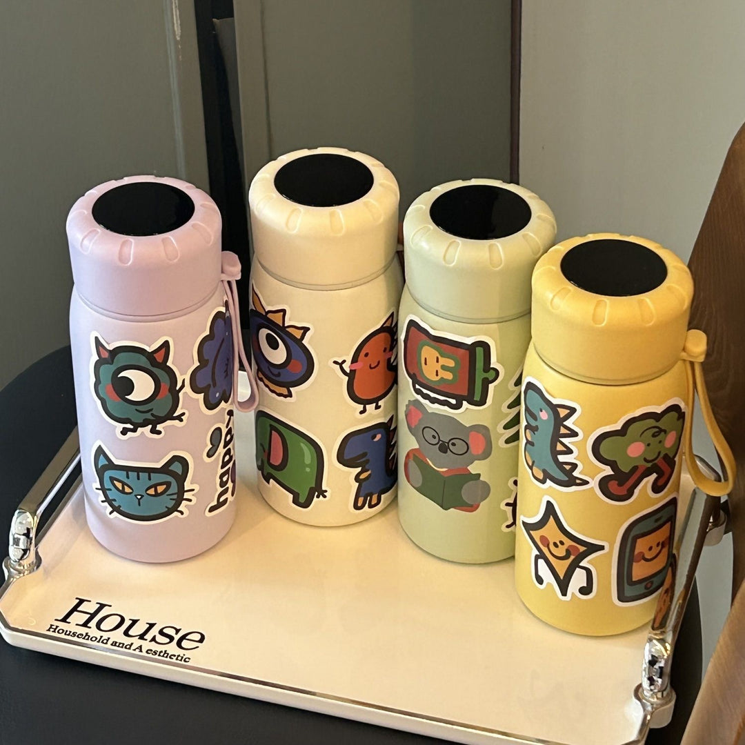 Damen stilvolle Wasserflasche mit witzigen Aufklebermotiven Luvikno