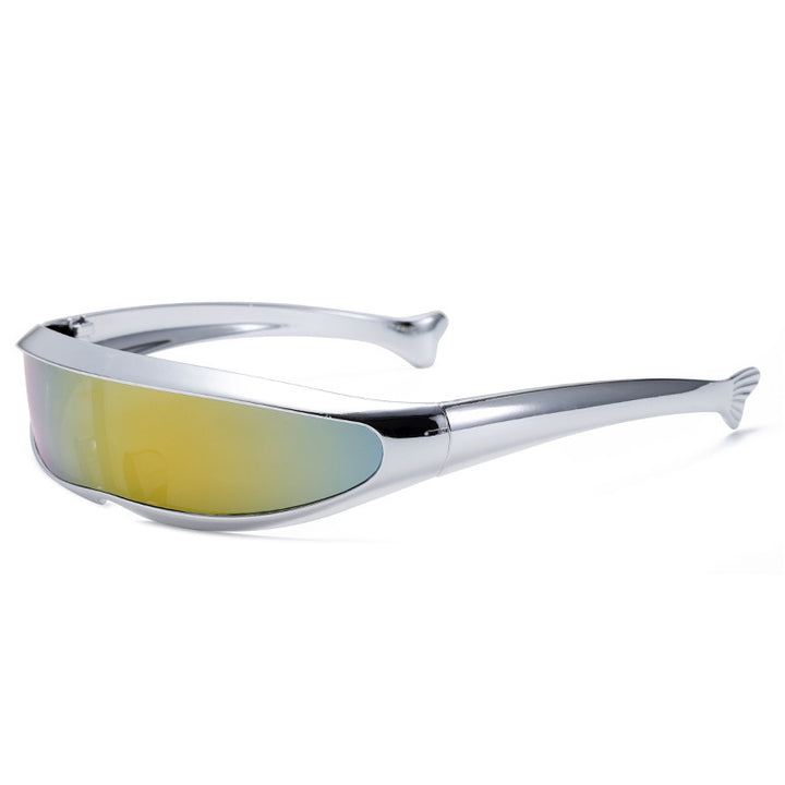Dame Futuristisk Designer-solbrille med stilig gullramme Luvikno