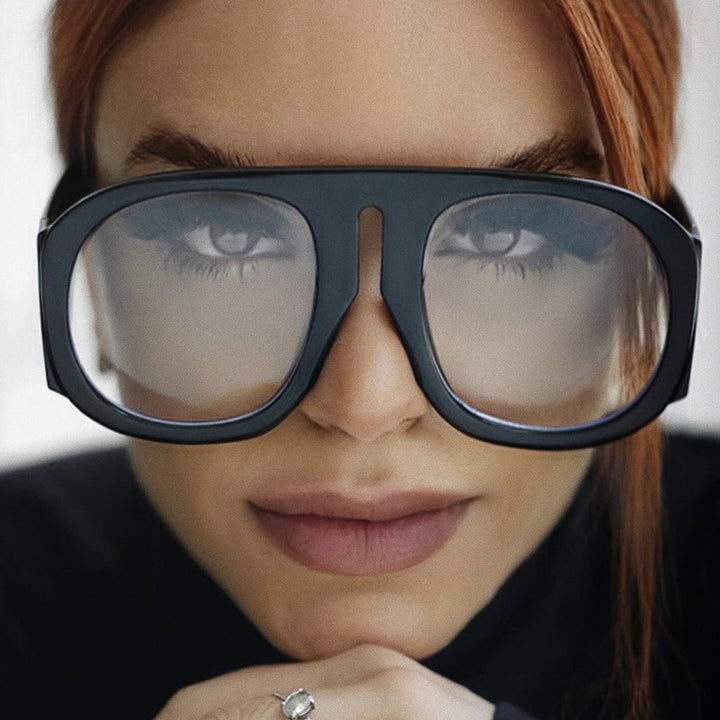 Dame trendy oversized solbriller med moteriktig fargeovergang Luvikno