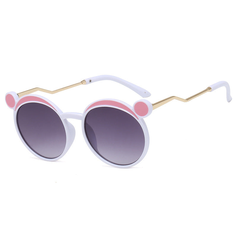 Dame Fashion-runde solbrille med innovativ ramme og fargede linser Luvikno