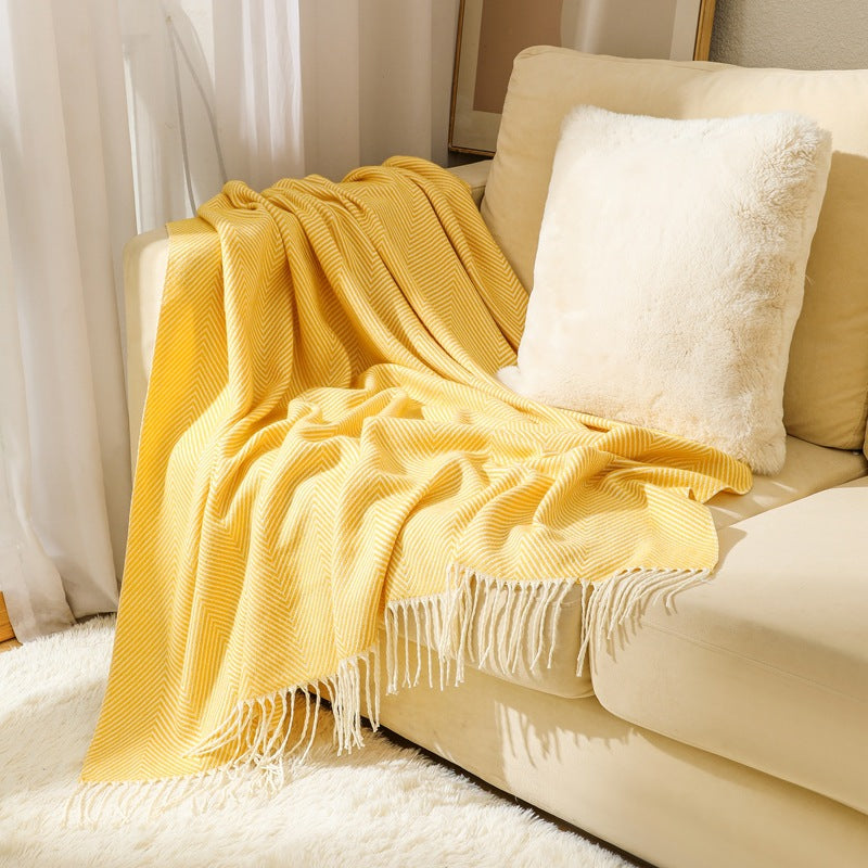 Kvinnelig stilren og myk zigzag teppe Luvikno