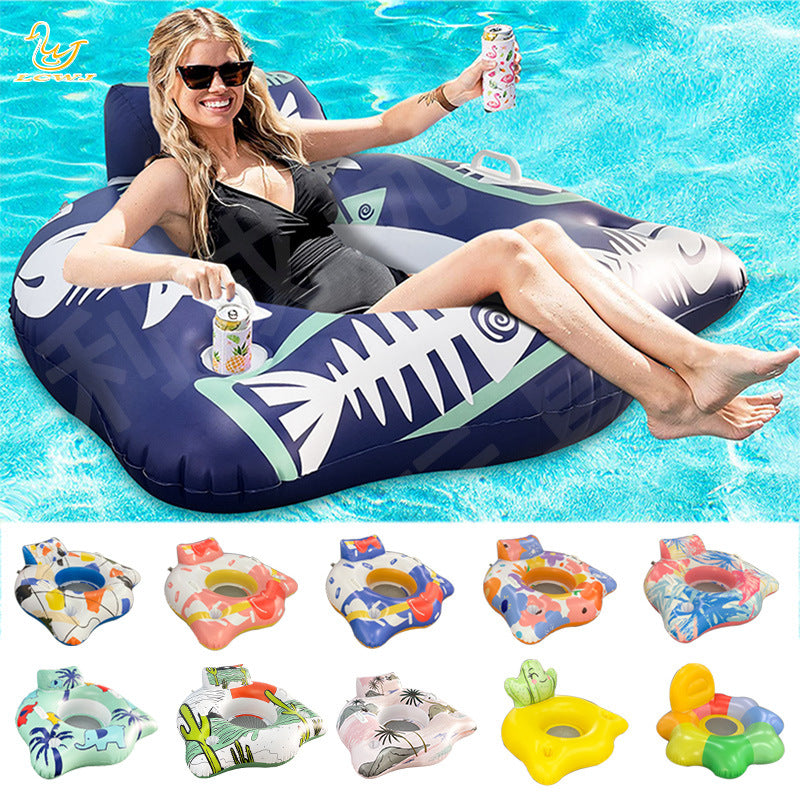 Unisex oppustbar vannsete med integrert koppholder Luvikno