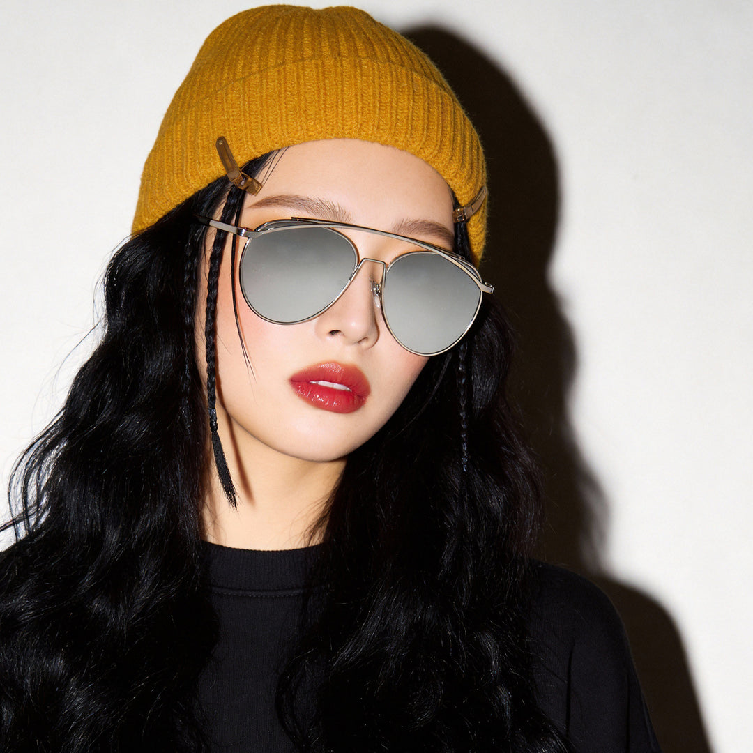 Dame Aviator Solbriller med elegant metallramme Luvikno
