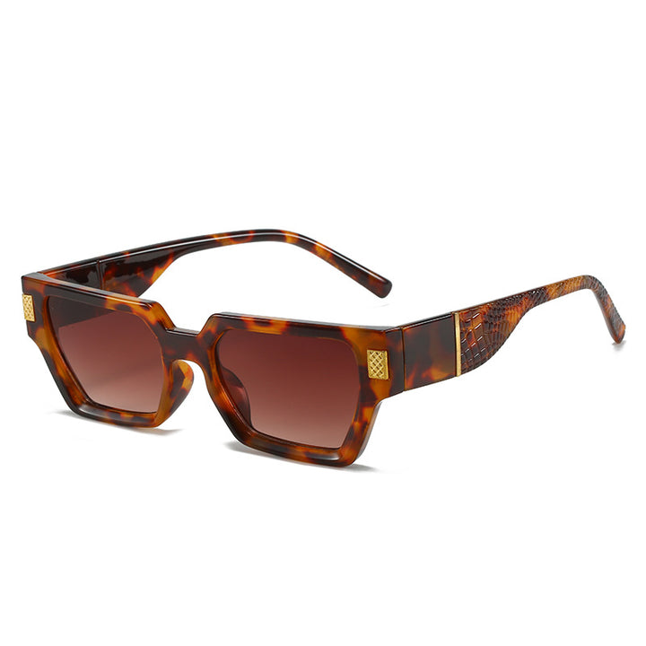 Dame moteriktig solbrille med unik geometrisk ramme og luksuriøse detaljer Luvikno