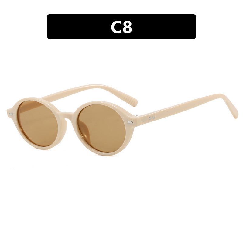 Dame rund solbrille med moderne design og polariserte glass Luvikno