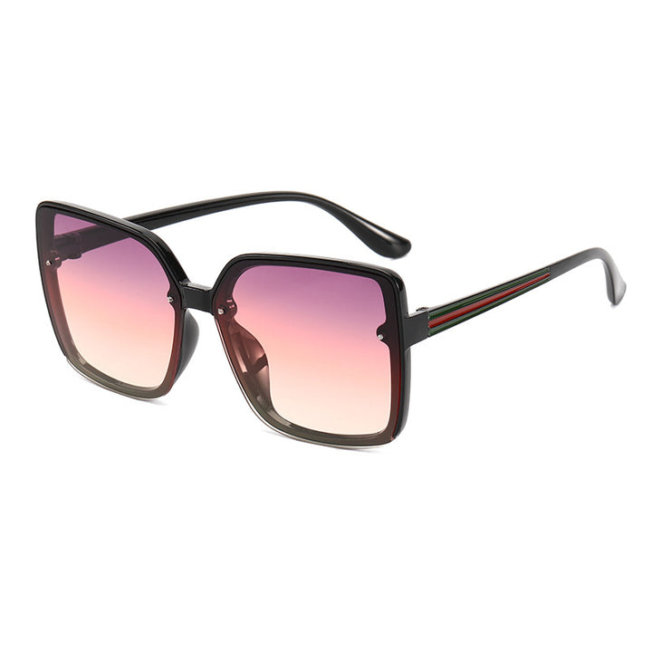 Dame Oversized-firkantet solbrille med kontrasterende ramme Luvikno