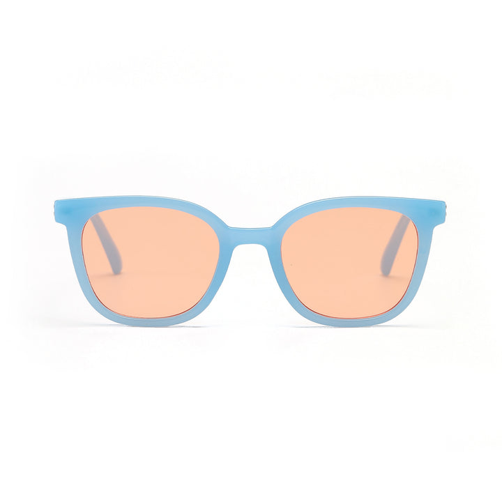 Dame moteriktig solbrille med moderne plastinnfatning Luvikno