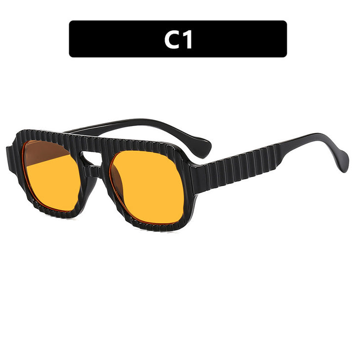 Damer geometrisk solbrille med raffinert strukturdesign Luvikno