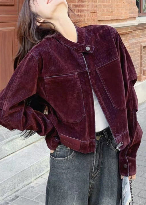 Luvik | Cord jacket – Vintage-inspiroitu vetoketjullinen takki, joka on valmistettu pestystä sametista