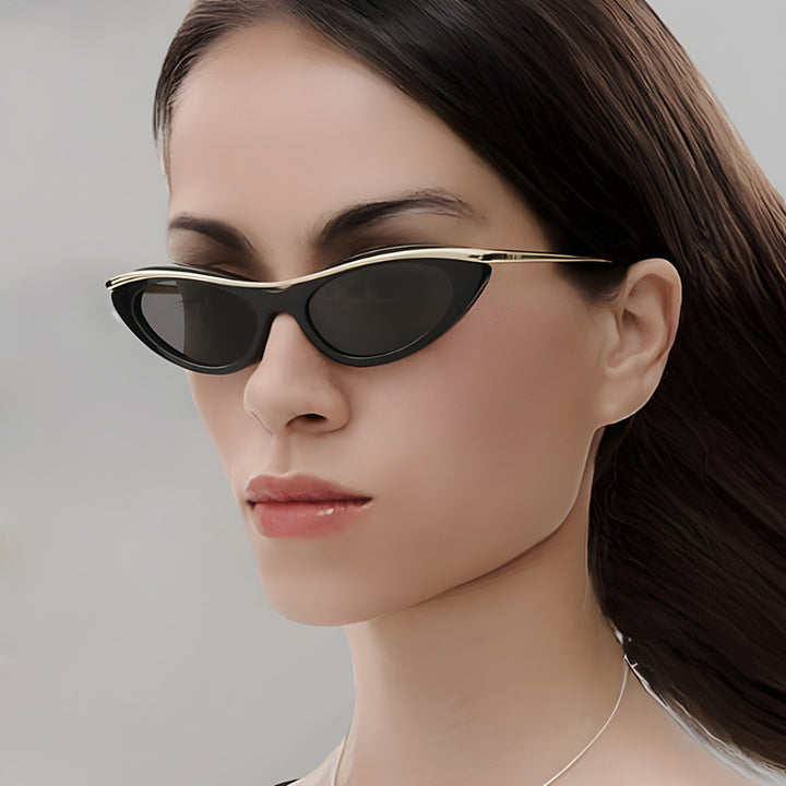 Dame Cat-Eye solbriller med elegant metallramme Luvikno