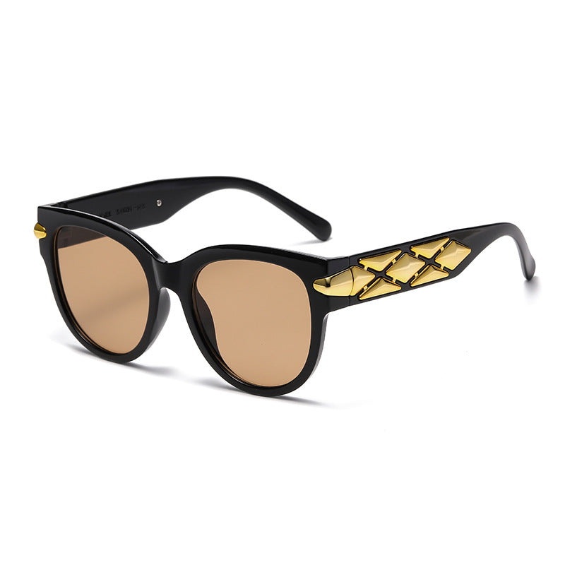 Dame designer solbrille med innovativ, detaljert ramme Luvikno