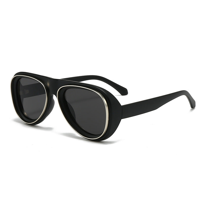 Dame mote retro-solbriller med bred ramme Luvikno