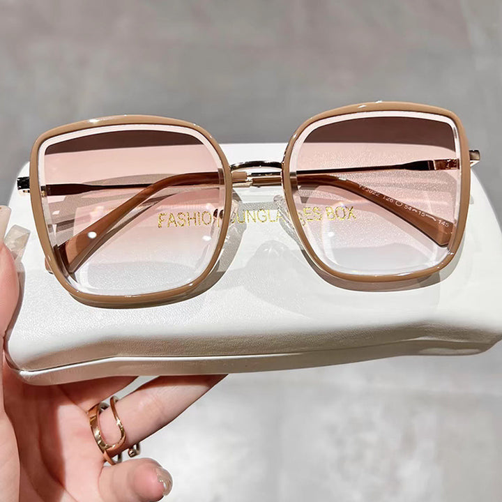 Dame oversized solbriller med elegant metallramme og polariserte linser Luvikno