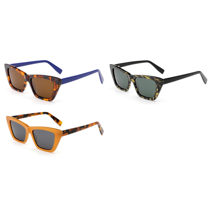 Dame solbrille i trendy, geometrisk design med høyverdig plastramme Luvikno