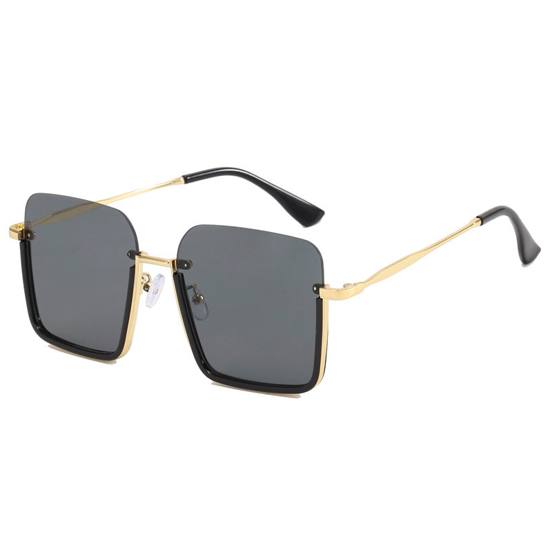 Dame oversized solbrille med elegant geometrisk ramme Luvikno