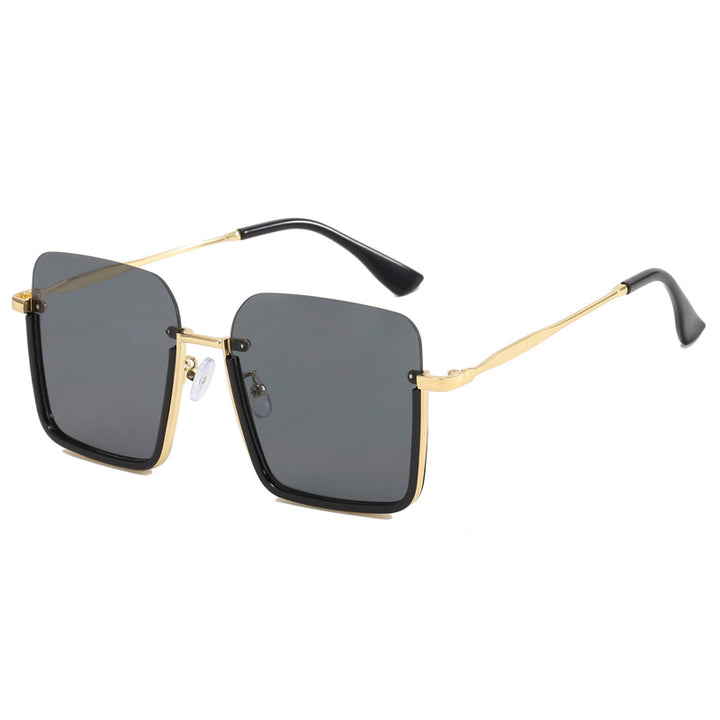 Dame oversized solbrille med elegant geometrisk ramme Luvikno