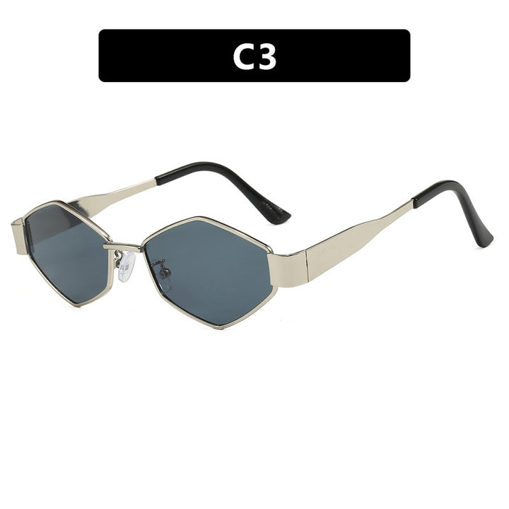 Damen geometrisk solbrille med smal metallramme og polarisert glass Luvikno