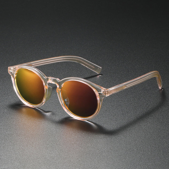 Dame Rund-solbrille med transparent ramme og reflekterende glass Luvikno