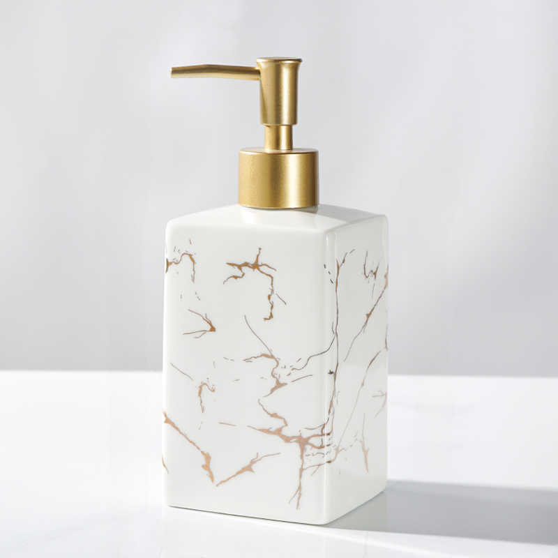 Marmor Keramisk Såpe- og Sjampo Dispenser - Modern Design | Luvikno
