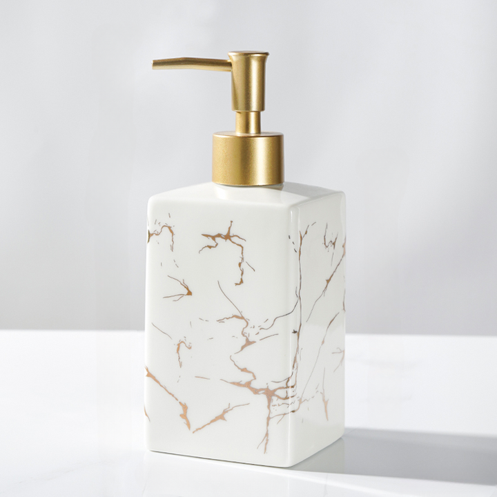 Marmor Keramisk Såpe- og Sjampo Dispenser - Modern Design | Luvikno