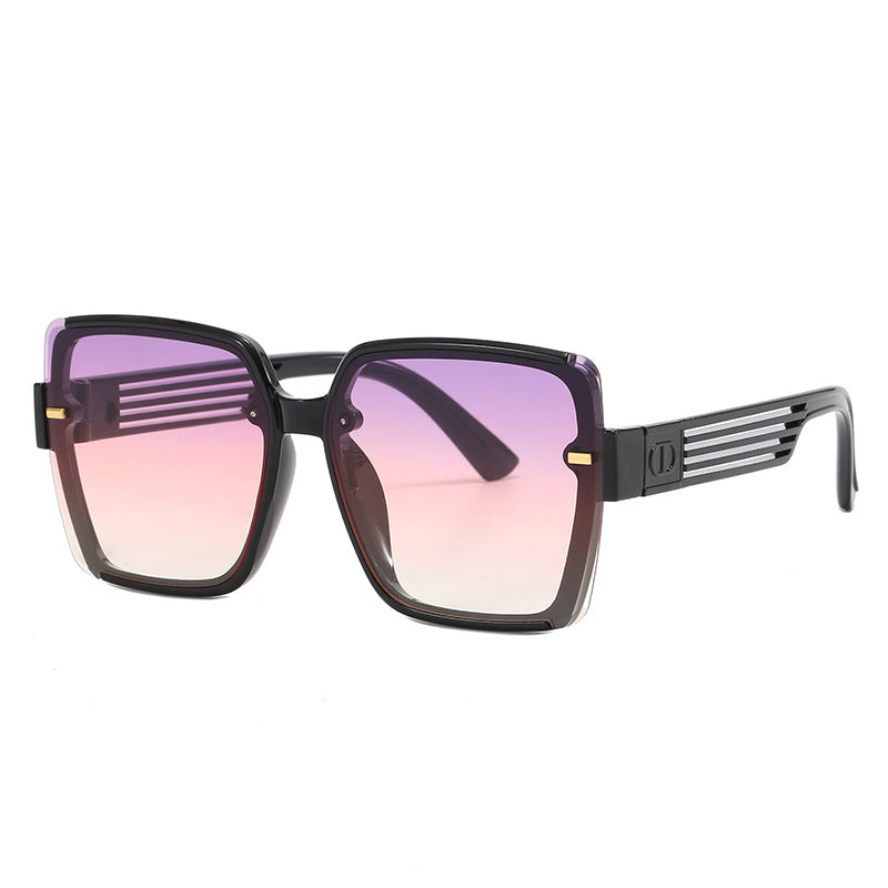 Dame firkantet solbrille med trendy geometrisk design Luvikno