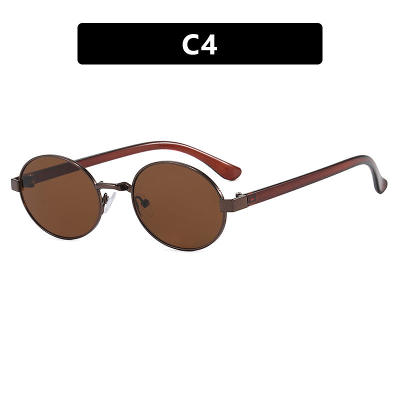 Dame rund brille med elegant metallramme og justerbare nesepads Luvikno
