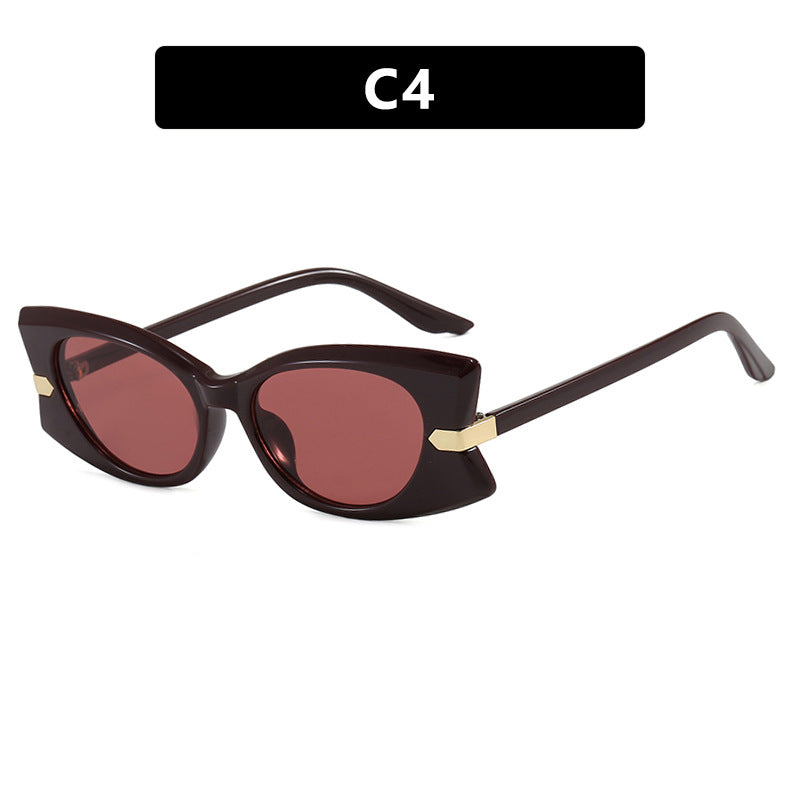 Dame Cat-Eye Solbrille med stilfull metalldetalj og UV-beskyttelse Luvikno