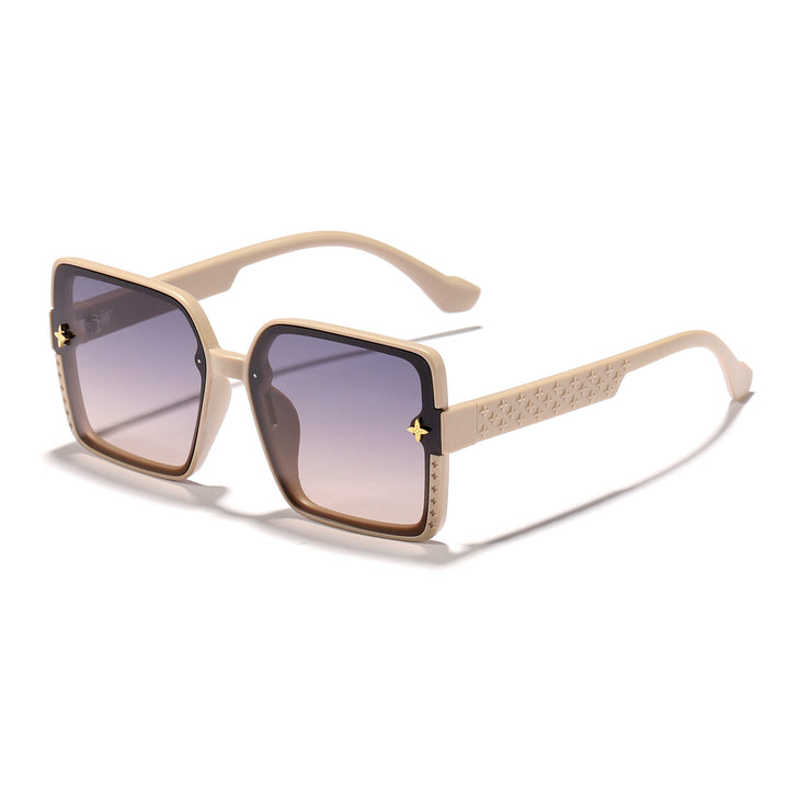 Dame moteriktig firkantet solbrille med dekorert ramme Luvikno
