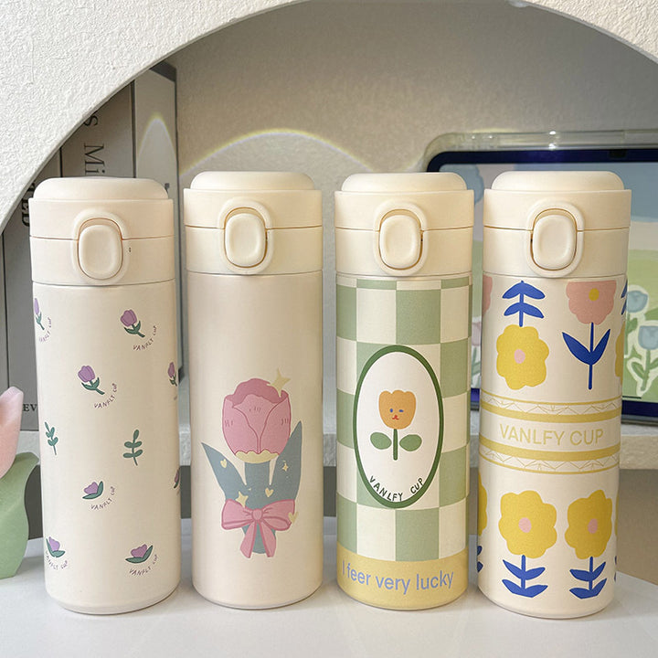 Dame isolert drikkeflaske med elegant blomsterdesign Luvikno