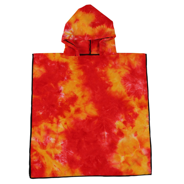 Dame Fleece-Poncho med hette og fargerikt tie-dye-design Luvikno