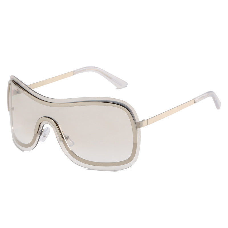 Dame stor rund solbrille med elegant metallramme Luvikno