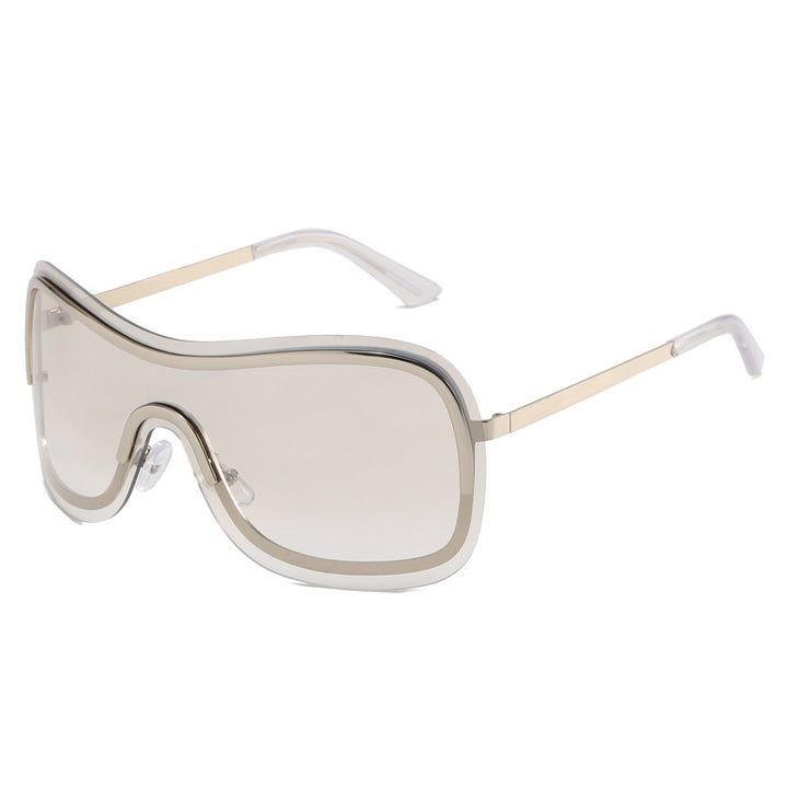Dame stor rund solbrille med elegant metallramme Luvikno
