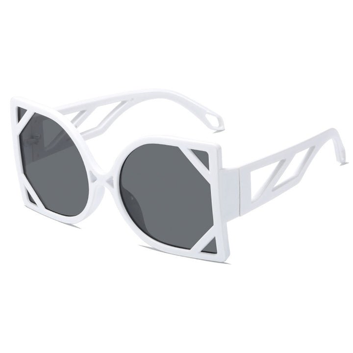 Dame geometrisk solbrille med eksklusiv design og UV-beskyttelse Luvikno