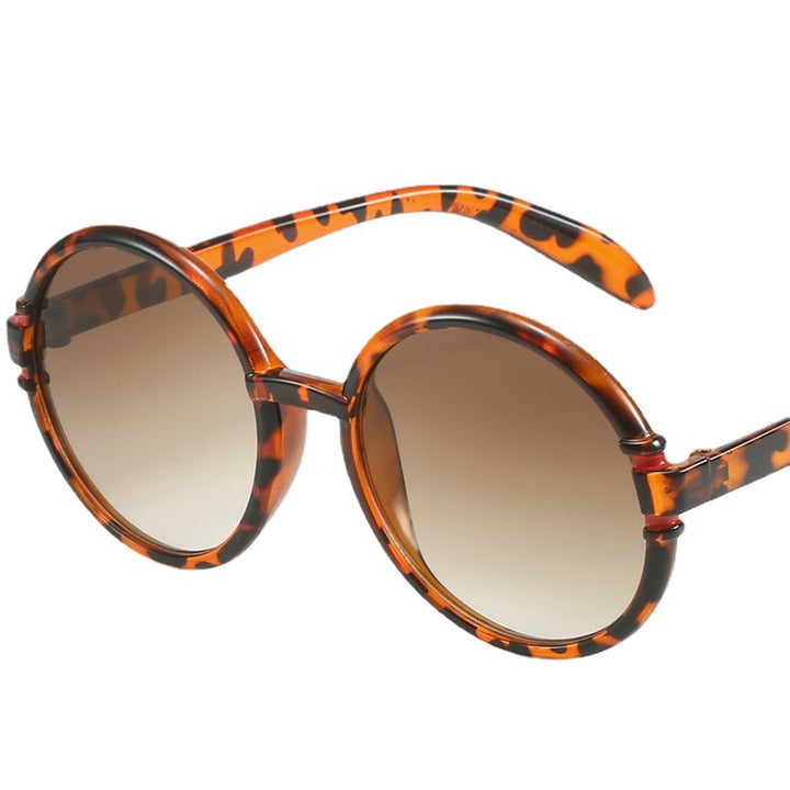 Dame rund solbrille i trendy leopardmønster med UV-beskyttelse Luvikno