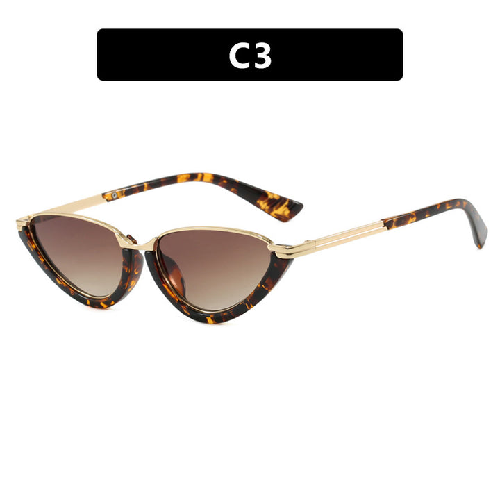 Dame futuristiske Cat-Eye solbriller med gyldne detaljer Luvikno