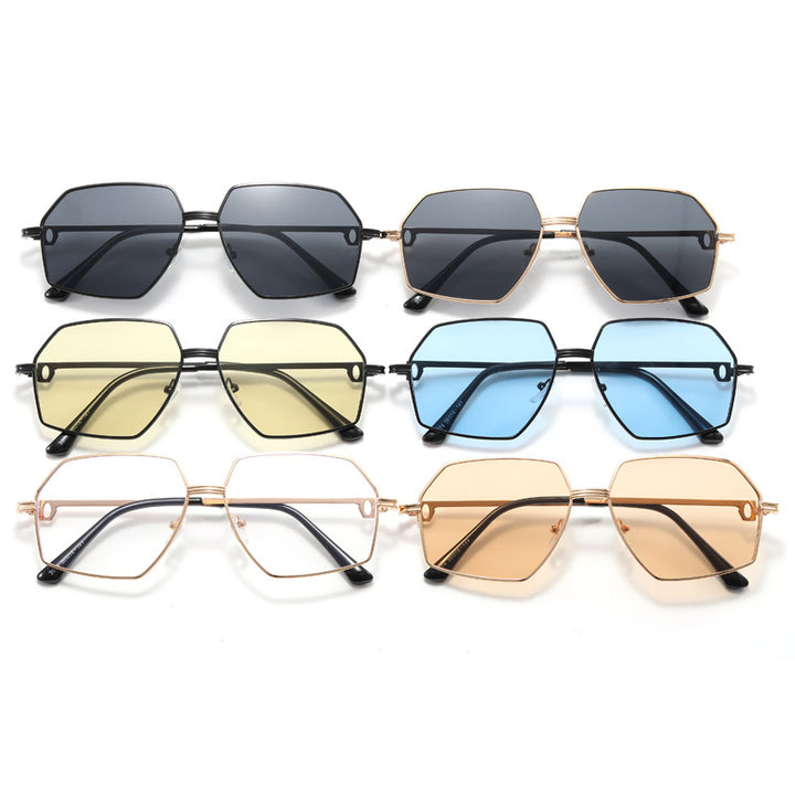 Dame Stilig geometrisk solbrille med edel metallramme Luvikno