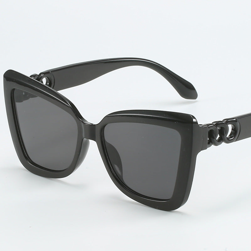 Dame moderne Cat-Eye solbriller med klar ramme og UV-beskyttelse Luvikno