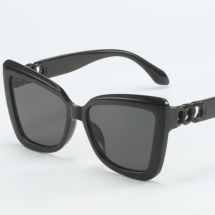 Dame moderne Cat-Eye solbriller med klar ramme og UV-beskyttelse Luvikno
