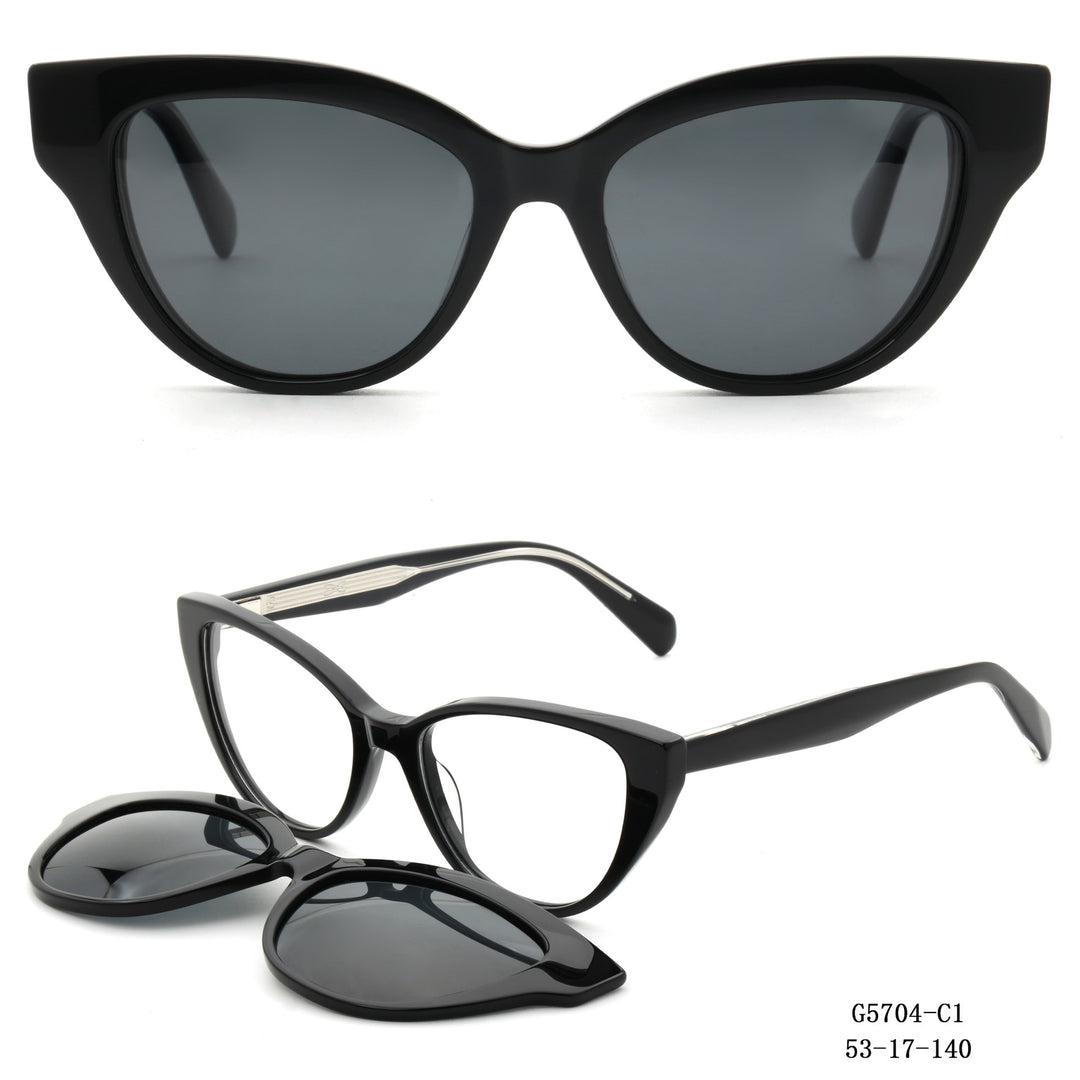 Dame Cat-Eye solbriller med avtagbare linser Luvikno