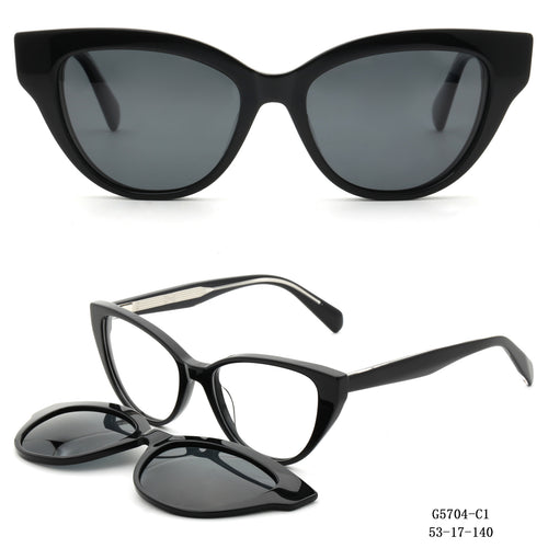 Dame Cat-Eye solbriller med avtagbare linser Luvikno
