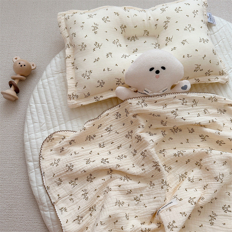 Unisex Cozy Muslin Teppet med Delikat Blomster Mønster Luvikno